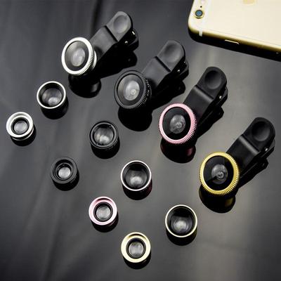 Universele 3-in-1 Externe Mobiele Telefoonlens: 180° Fisheye, 0.67X Groothoek, Macro Lens