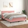 Maison Exclusive - Bed Slat Base with Pink Mattress 140x200 Cm Velvet