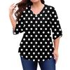 Women's Fashion Large Size Printed V-Neck Three-quarter Sleeve Top