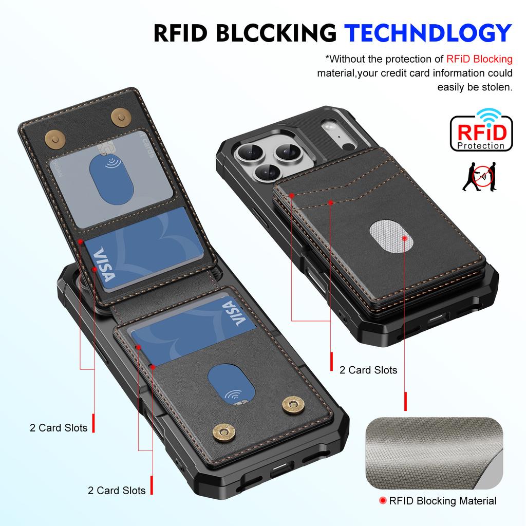 For iPhone 17 Pro Magnetic Case Detachable Card Slot Kickstand Leather + TPU Phone Cover