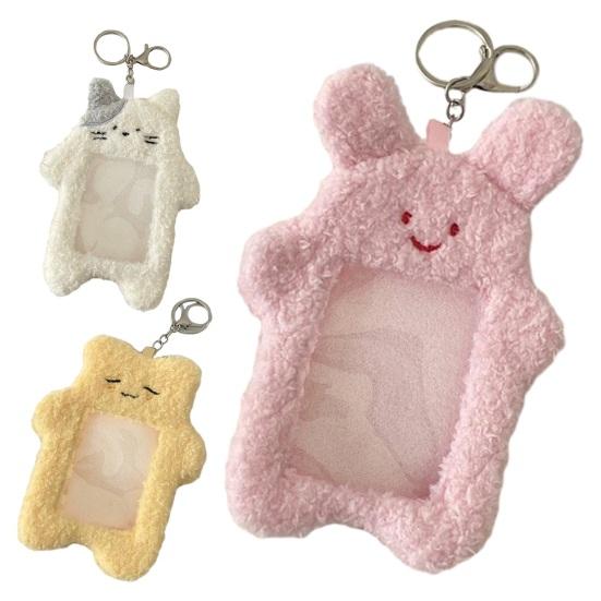 Cartoon-Katze-Plüsch-Kartenhalter, stilvoller Rucksack-Anhänger, Schlüsselanhänger, dekorative Kartenhülle, Studenten-Geschenkzubehör