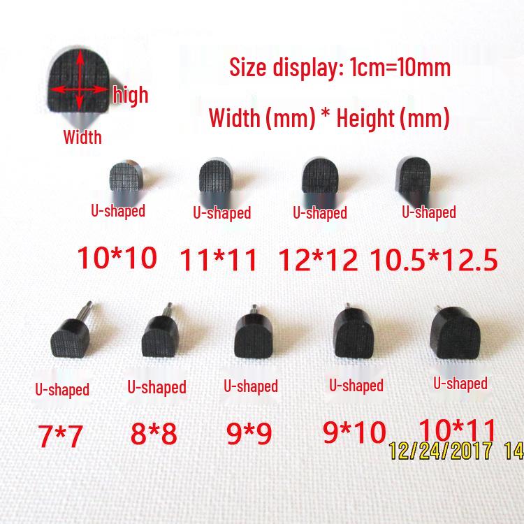 Ekskluzywne antypoślizgowe końcówki na obcasach: Opcje rdzenia gruboziarnistego i drobnoziarnistego w kolorach czarnym, morelowym, przezroczystej siatki.