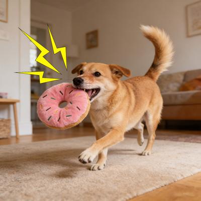 Plush Donut Dog Toy Squeaky Interactive Dog Chew Toy Stuffed Doughnut Soft Puppy Teething Toy for Cats And Dogs Indoor Play Chewing Instinct