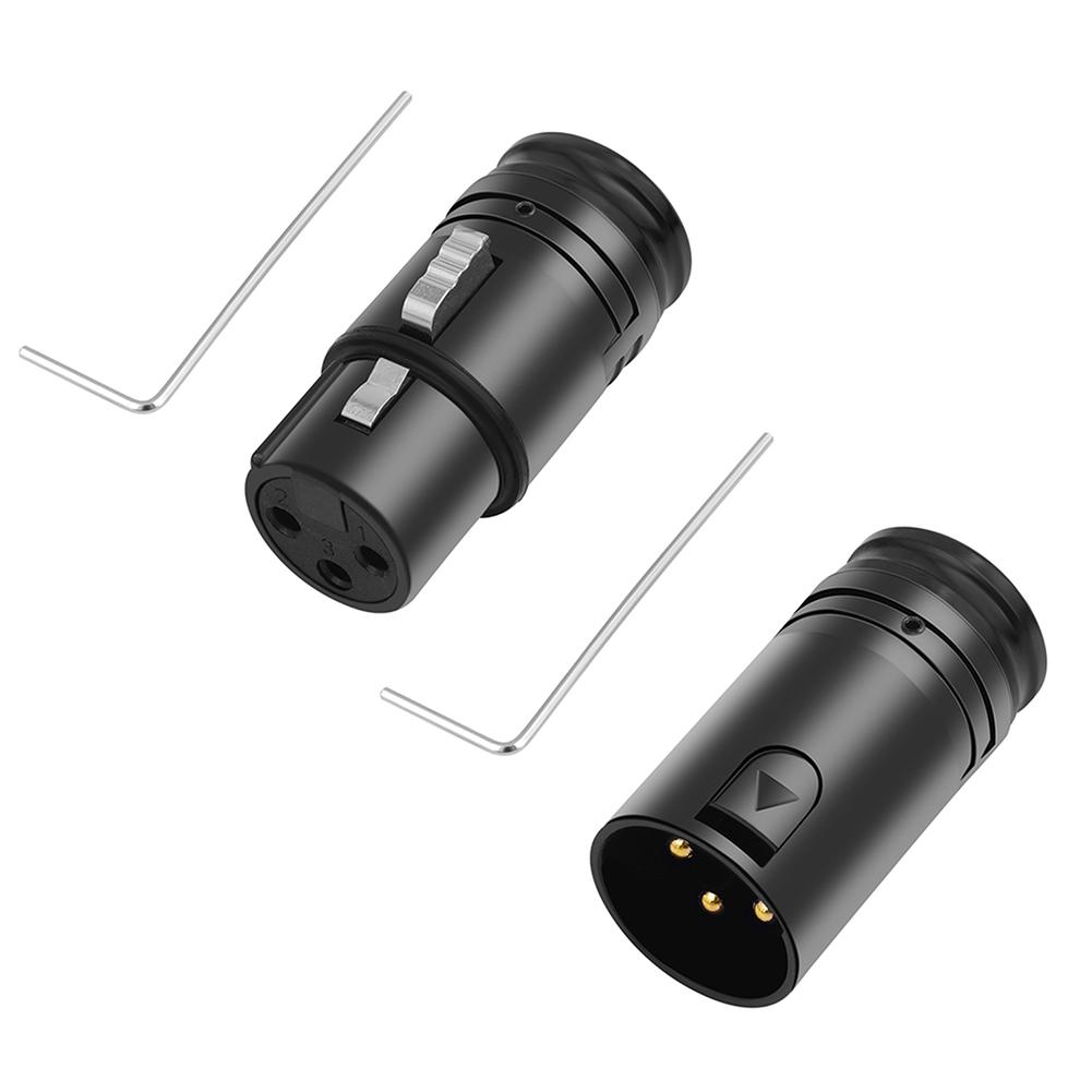 Male/Female Compact XLR Microphone Solder Adapter with Wrench Professional XLR Adapter 90 Degree Right Angle for Power Amplifier
