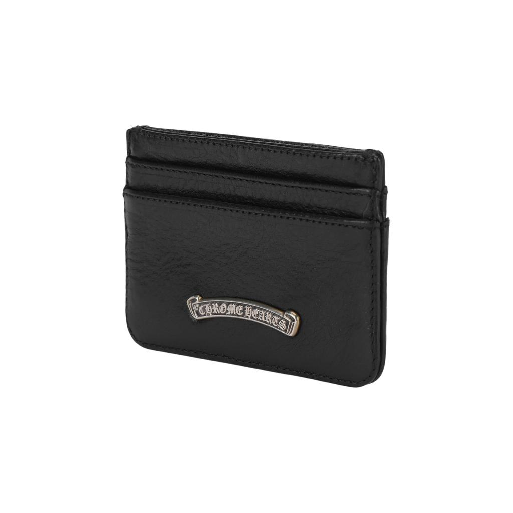 Chrome Hearts Scroll Silver Leather Card Holder Unisex Accessories Black CH-2270119