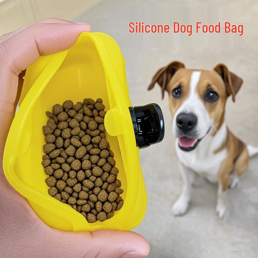 Silicone Pet Treat Training Waist Pouch - Portable Outdoor Dog Food Bag