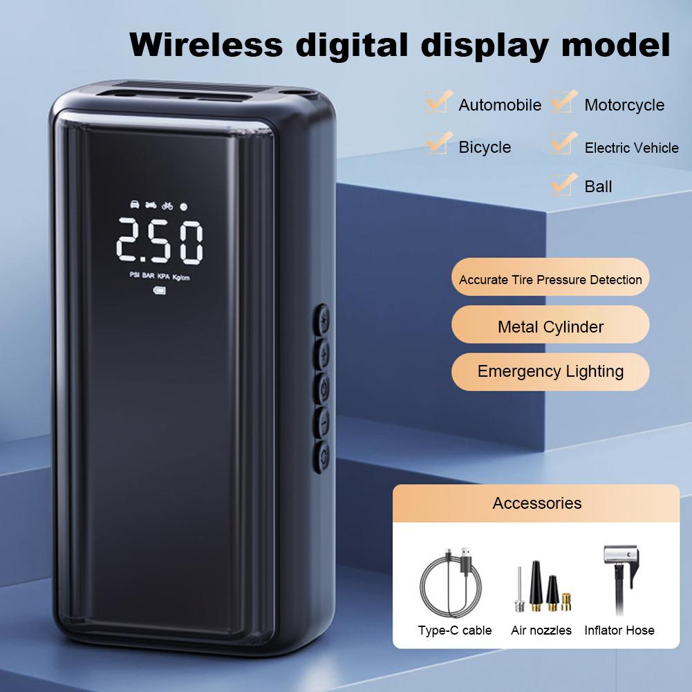 150PSI Digital Tire Inflator 1500mAh Cordless Tire Pump Digital Display Portable Air Pump for Car Motorcycle Bike Tire Boat Ball
