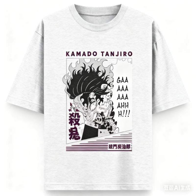Demon Slayer Anime Printing Oversized Cotton Tshirt Men and Women Comfortable Harajuku Trend Y2K Summer Short Sleeve Tshirt
