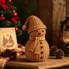 Seasonal Home Accents Christmas Snowman Ornament for Tabletop Decor, Retro Resin Figurine Decorative Figurines Fireplaces with Knitted Texture Winter