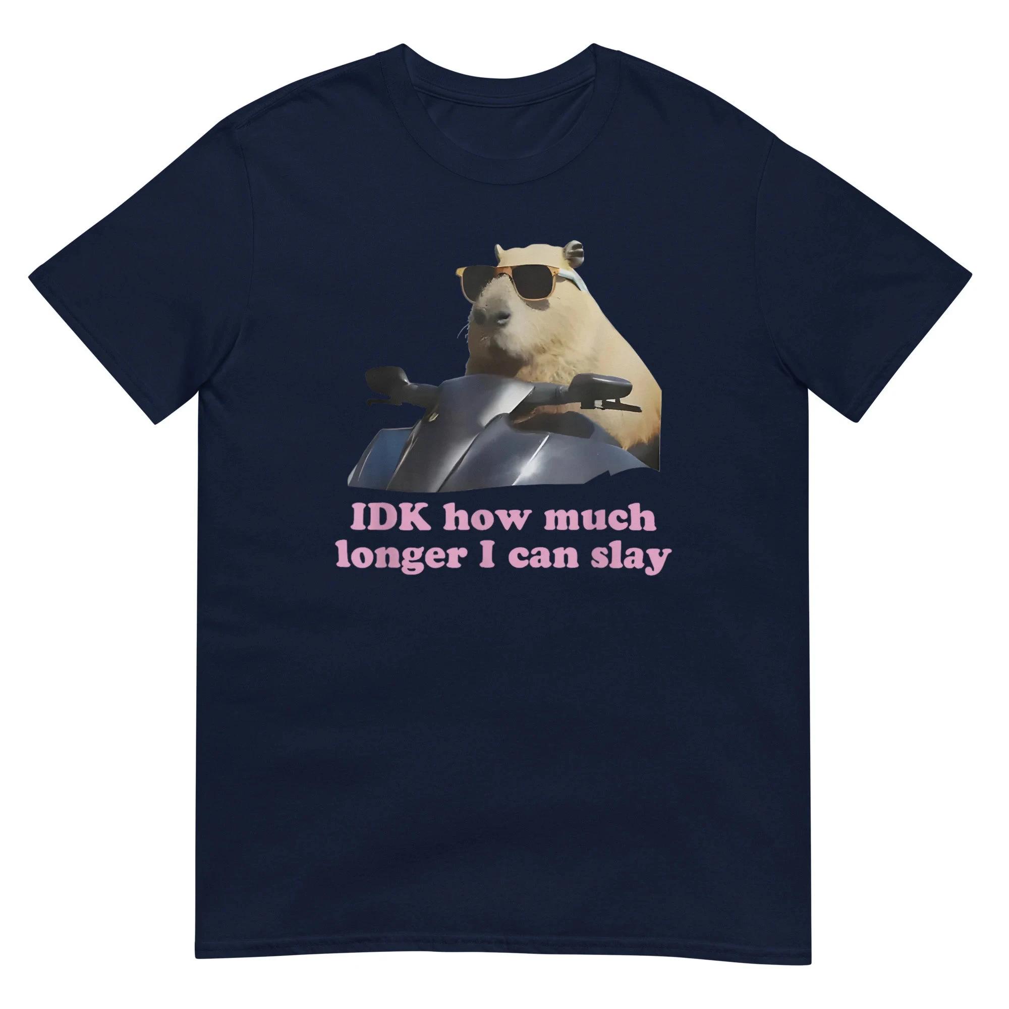 

Women Unisex Funny Capybara Meme Graphic Tee IDK How Much Longer I Can Slay T Shirt Streetwear Cotton 4XL