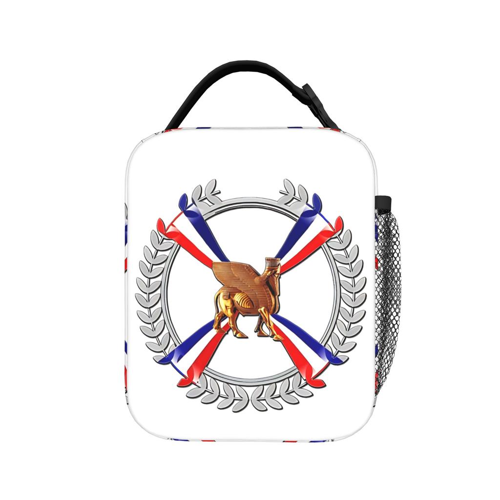 Assyrian Flag Lunch Bag School Lunch Box For Women Leisure Print Thermal Tote Handbags Waterproof Portable Zipper Cooler Bag