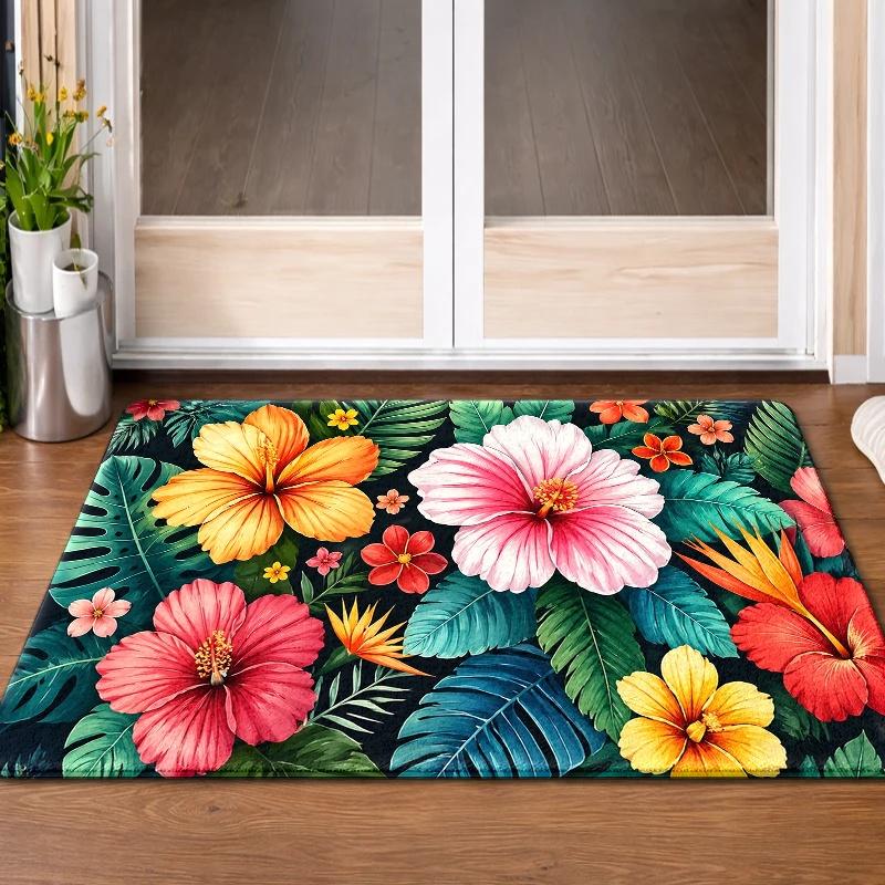 Bücherregal Blumen Türvorleger Literarischer Garten Thema Rutschfester Eingangsteppich Arbeitszimmer Dekor Buchliebhaber Geschenk Einzigartiges Design