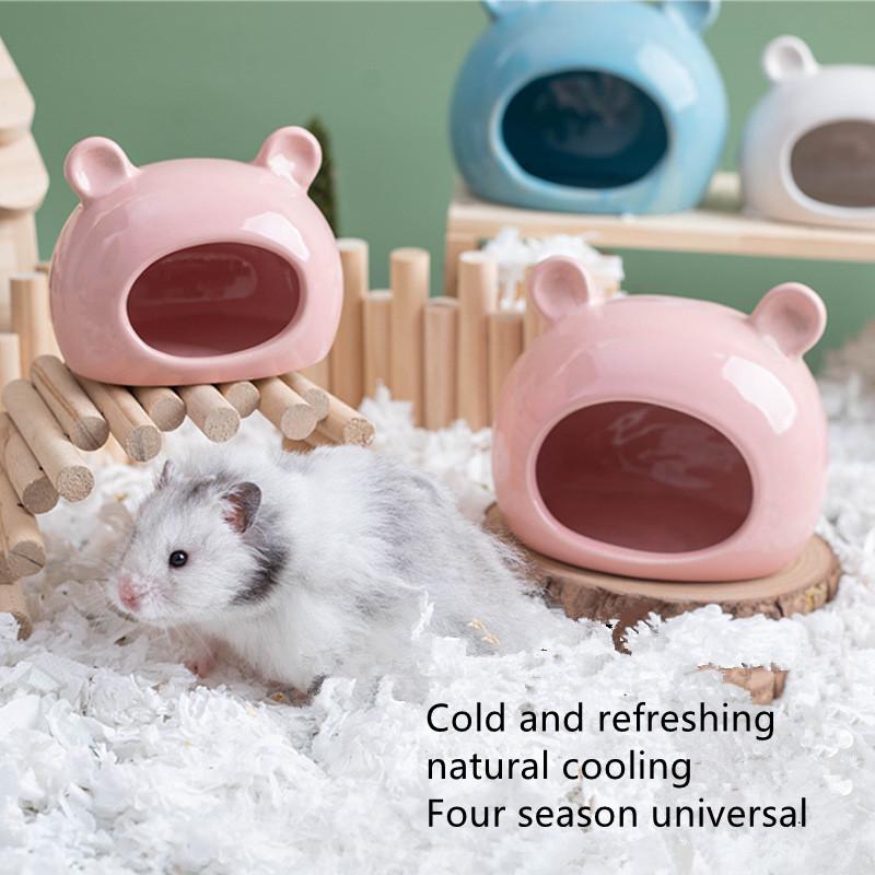 Small Animal Hideout Ceramic Chinchilla Mini Hut Cave Cage Accessories for Dwarf Hamsters Gerbils and Hedgehog Hamster House