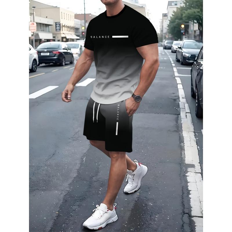 Gradient-Buchstaben-Signatur 3D-Digital-Ganzkörper-bedrucktes Herren-Rundhals-Pullover-T-Shirt
