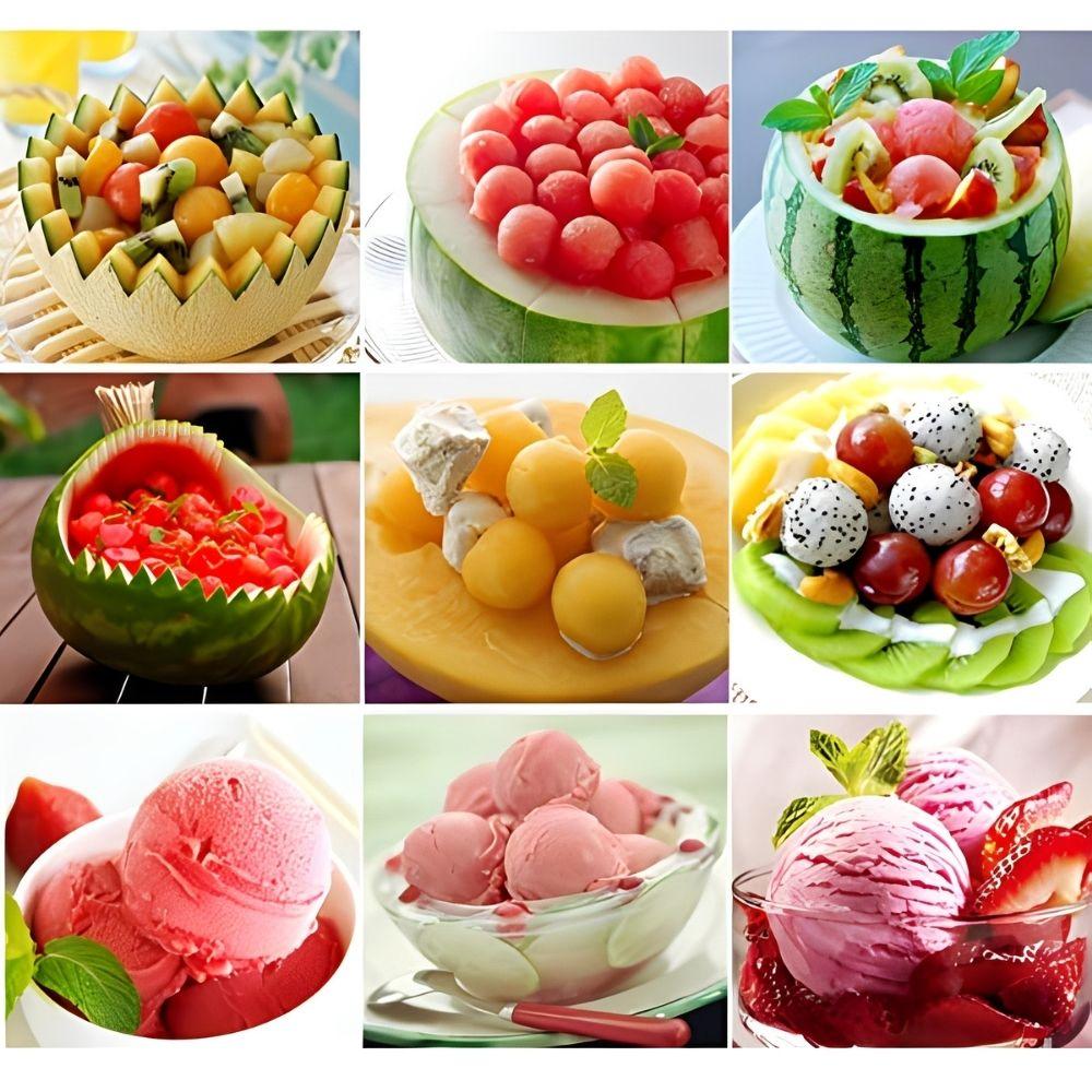 1pc Double Headed Fruit Carving Spoon DIY Ice Cream Salads Desserts Ripple Ball Digger Decoration Kitchen Tool YMY