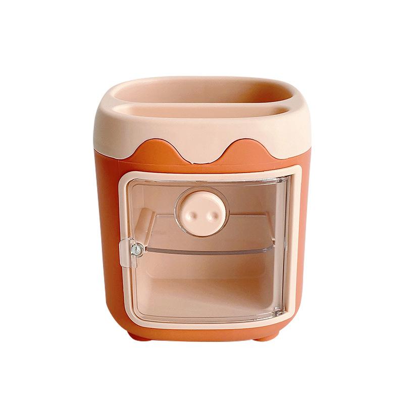 Kawaii Pig Pen Pencil Pot Holder Brush Storage Container Desk Organizer Multifunction Washi Tape Stationery Office Supplies