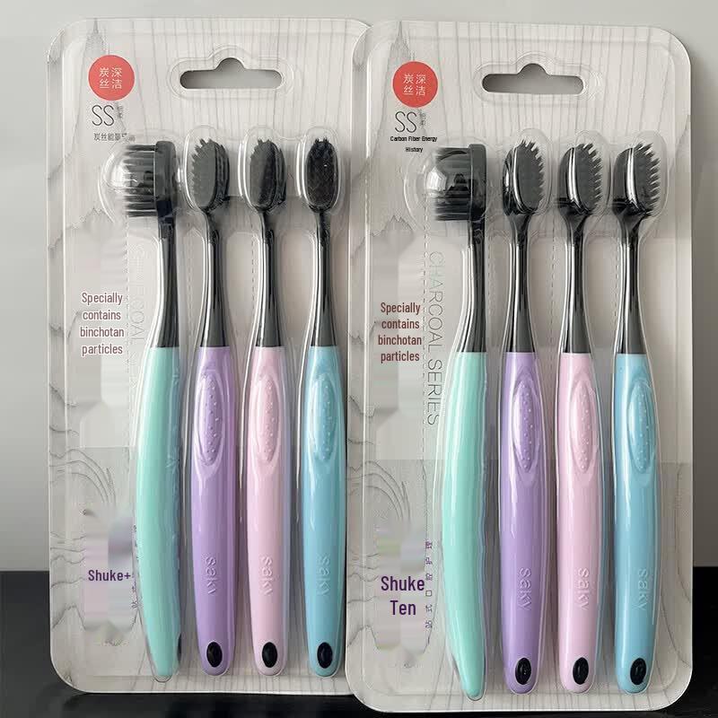 Shuke Charcoal Soft Bristle Toothbrushes 4-Pack