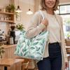 Green Leaf Pattern Tote Bag Elegant Daily Casual Shoulder Handbag for Outdoor Shopping Travel Commute