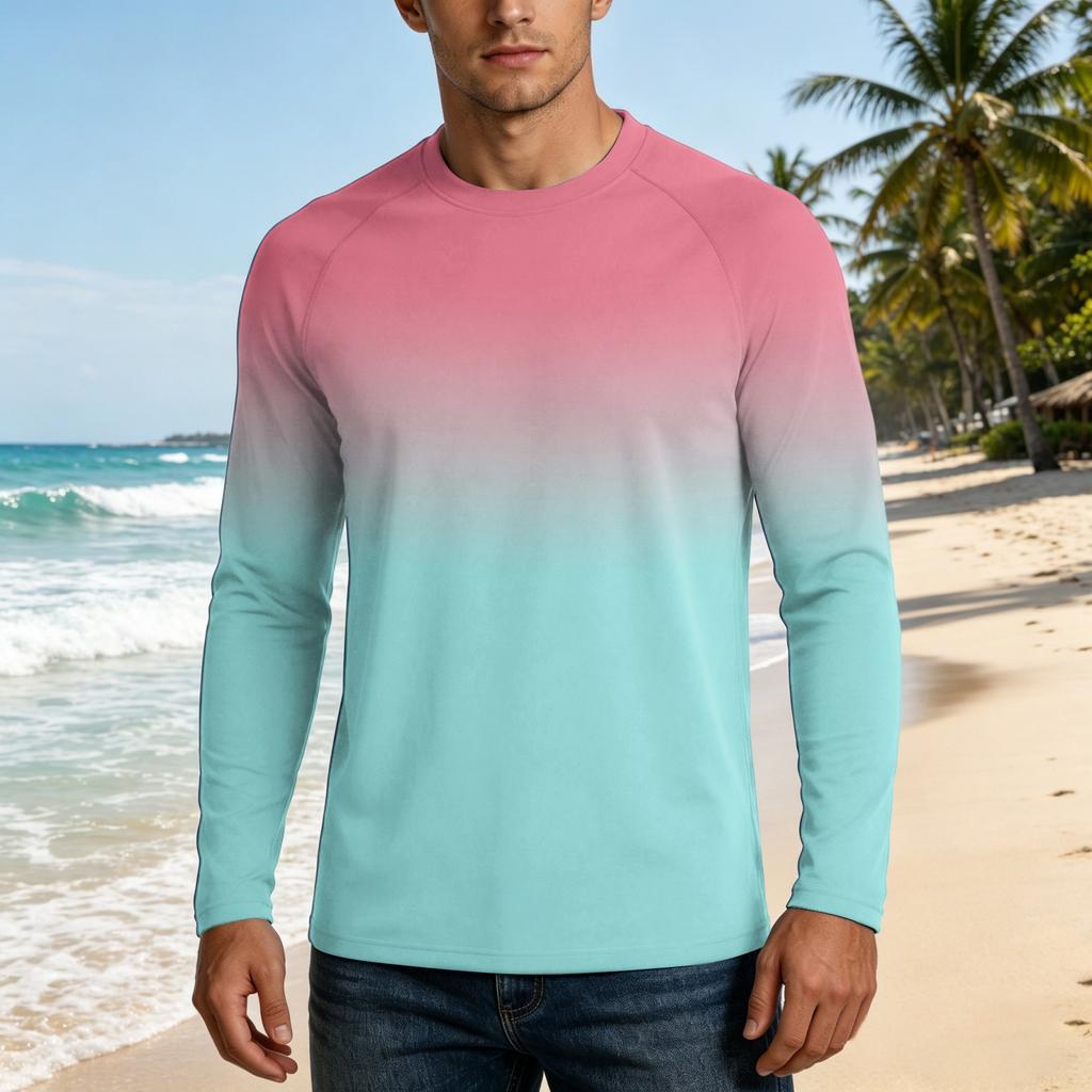 Herren Langarm UPF50+ Sonnenschutzshirt Leicht Atmungsaktiv Schnelltrocknend Outdoor Freizeit Oberteil für Sommeraktivitäten