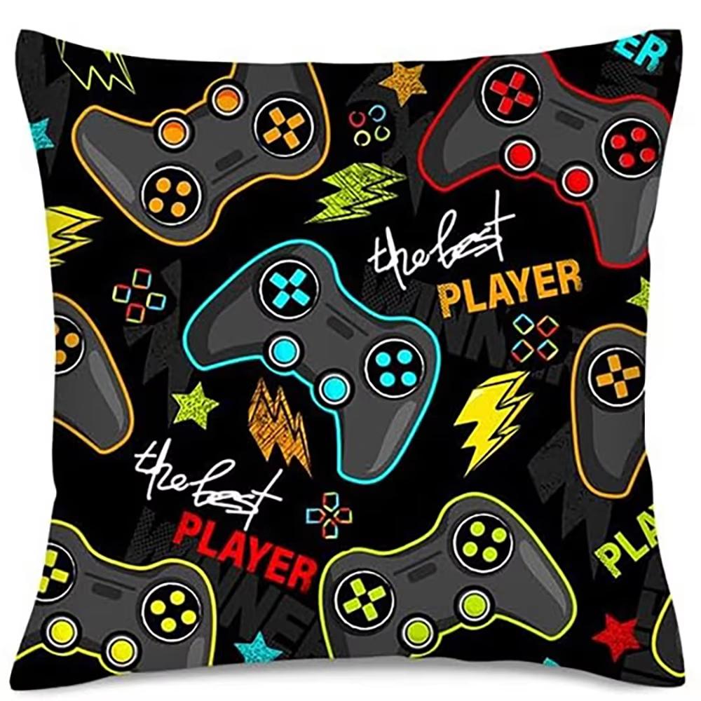 Colorful Game Controller Print Pillowcase Gaming Style Cushion Cover Home Bedroom Sofa Chair Decor