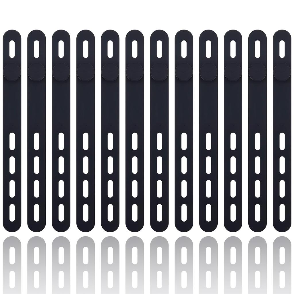 SONATURE Cable Clip Cable Band Cable Band 12 Pieces Black Soft Silicone Soft Touch Reusable Cord Collection Cable Storage for