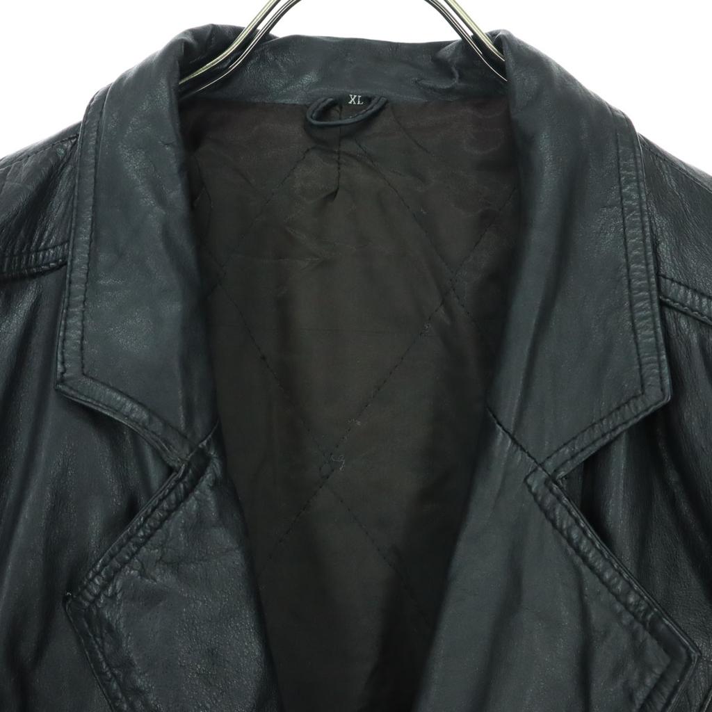 JACKERS Long Sleeve Leather Coat XL Black Cowhide Men's Used