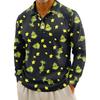 Men's Casual Christmas Print Button Long Sleeve Shirt