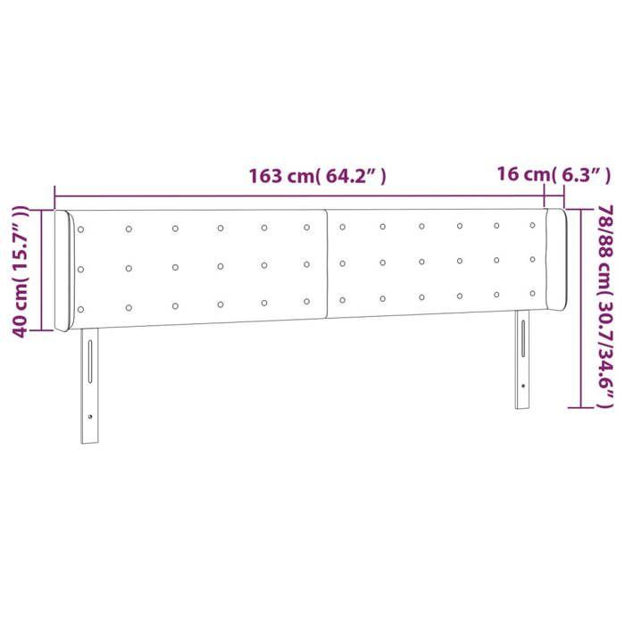 VidaXL Tête de Lit à LED Meuble de Chambre à Coucher Accessoire de Lit Double Tête de Cadre de Lit Intérieur Gris Foncé 3123725