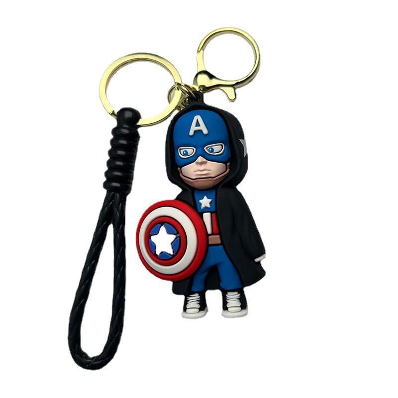 Avengers Cartoon Keychain: Captain America & Iron Man Figurine Pendant
