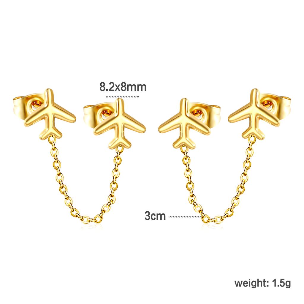 Personalized Long Heart Drip Oil Screw Ear Bone Studs Double Ear Piercing Earrings for Women