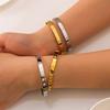Gold Color Stainless Steel Bangle For Women Inlaid Zirconia Love Bracelets