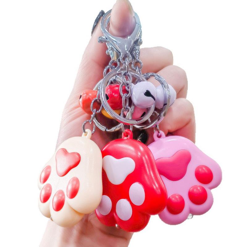 Luminous Sounding Cat Paw Keychain Bell Doll Ornament
