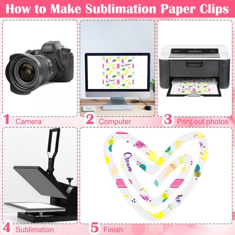 20er-Pack Sublimations-Büroklammern, 7,9 X 6,9 cm, Acryl, Herzform, Blanke Büroklammer, Mockup, Sublimation, Jumbo-Büroklammern