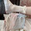 Miu-Style Mid-Calf Ballet Socks: Spring/Summer, Thin, Bow Streamers, JK School Style, Women's Versatile Slouch.