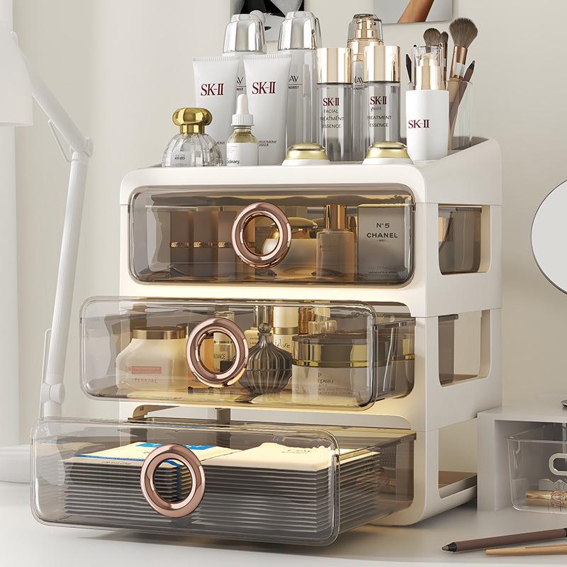 Dustproof Transparent Acrylic Cosmetic Storage Box - Large Capacity Desktop Skincare Organizer