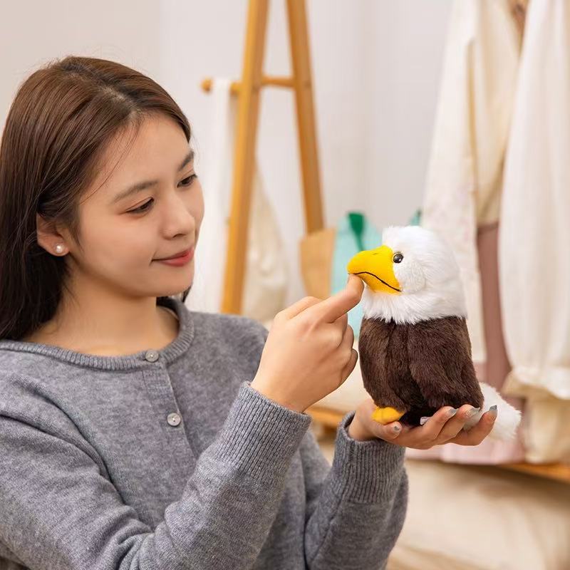 17cm simulation bald eagle stuffed plush toy figurine cartoon anime cute pillow cushion children's birthday gift fun doll
