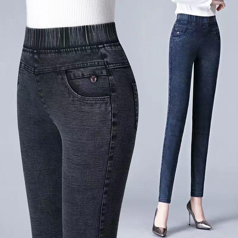2025 Damen Fleecegefütterte Elastische Taille Schlankmachende Hohe Taille Stretch Skinny Straight-Leg Jeans