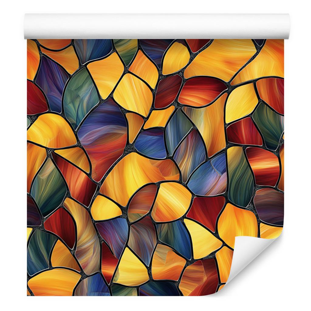 Stained Glass Wallpaper Gold, Orange and Red 50x1000