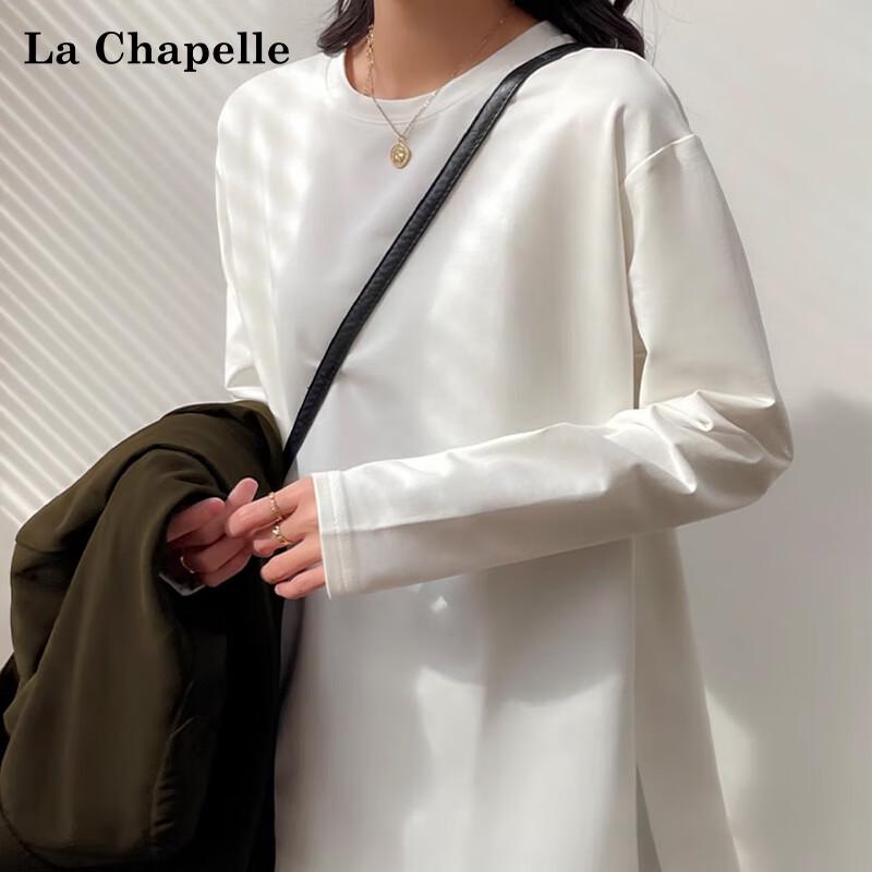 La Chapelle Premium Baumwolle Schlitz Langarm Mittellanges T-Shirt