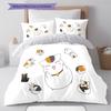 Nyanko Sensei Muster Bettwäsche, Steppbett Set Bettbezug Kissenbezug Zuhause Geburtstagsgeschenk (1 Bettbezug + 2 Kissenbezüge, ohne Füllung)