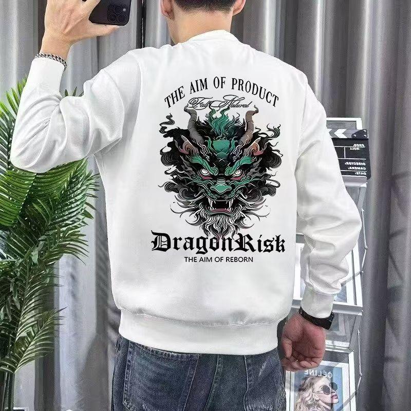

Men s Chinese Style Graffiti Print Crew Neck Cotton Sweatshirt - Casual, Loose Long Sleeve Versatile Top L
