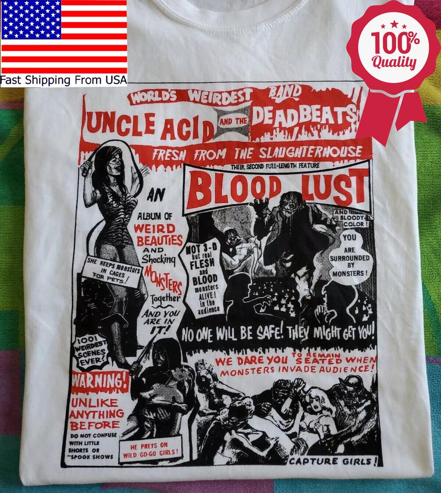 РЕДКИЙ Uncle Acid & The Deadbeats Самая Странная Группа Мира Белая Футболка Все Размеры Унисекс M