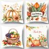Thanksgiving Turkey Pumpkin Pillowcase Cushion 100% Polyester 45X45Cm Throw Pillow Cover Sofa Chair Bed Cushion Cover Pillowslip