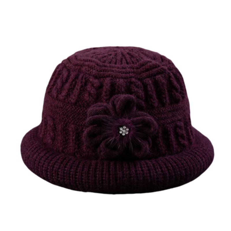 Thickened Woolen Fisherman Hat for Middle-Aged & Elderly Women - Warm, Velvet-Lined, Knitted Hat for Autumn & Winter
