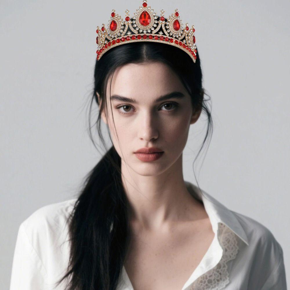 Multicolor Baroque Pageant Crown Luxury Wedding Crown Metal Queen Princess Tiara  Party Supplies