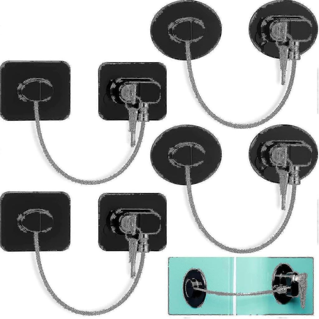 4 Pieces Fridge Lock Refrigerator Lock With 8 Key, Freezer Lock Child Safety Cabinet Lock With Adhesive For Kitchen Appliance, Openable Furniture
