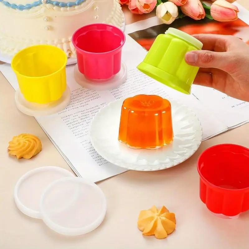 Stampi Riutilizzabili in Plastica per Dolci con Coperchi Impilabili per Gelatina, Gelato, Crema Pasticcera e Budino Ideali per la Cucina di Casa