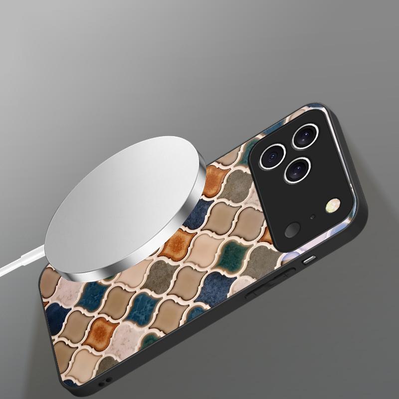 Mandala Spiral Pattern Suitable For iPhone 16E 17 Pro Max 15 Pro 14 13 Plus 12 Mini 11 16 Air 17Pro Magnetism Glass Phone Case