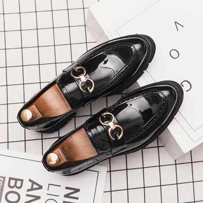 Men's Shoes Business Casual Shoes British Pointed Leather Shoes Men's Nightclub Hairstylist Men's Shoes Retro Glossy Loafers