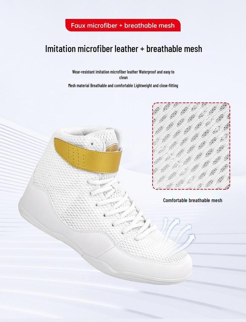 Sanda High Top Boxing & Wrestling Shoes - Unisex Shock Absorption for Training & Fitness